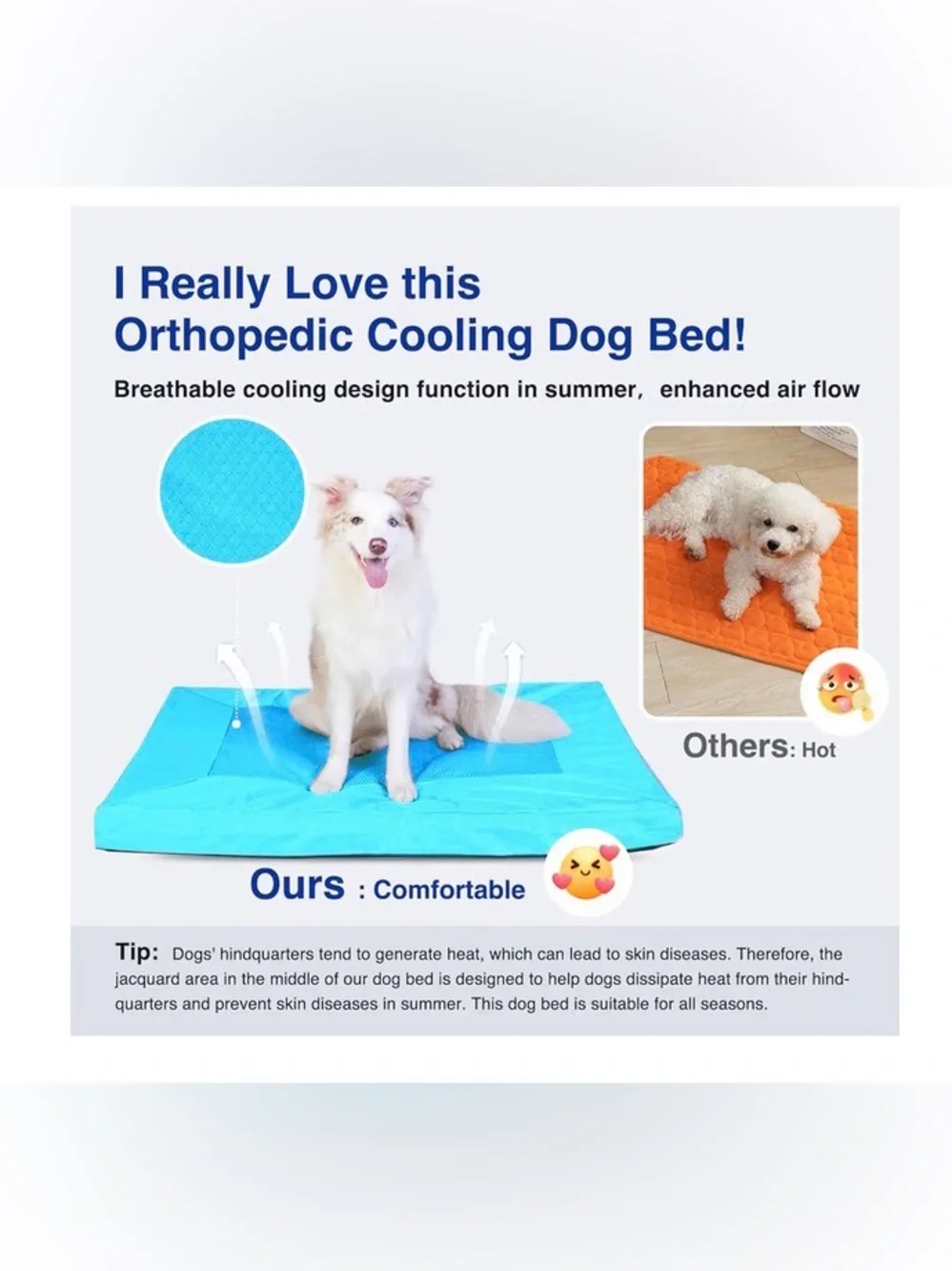 NWT - Blue Orthopedic Dog Crate Bed - Supportive Comfort for Medium Dogs